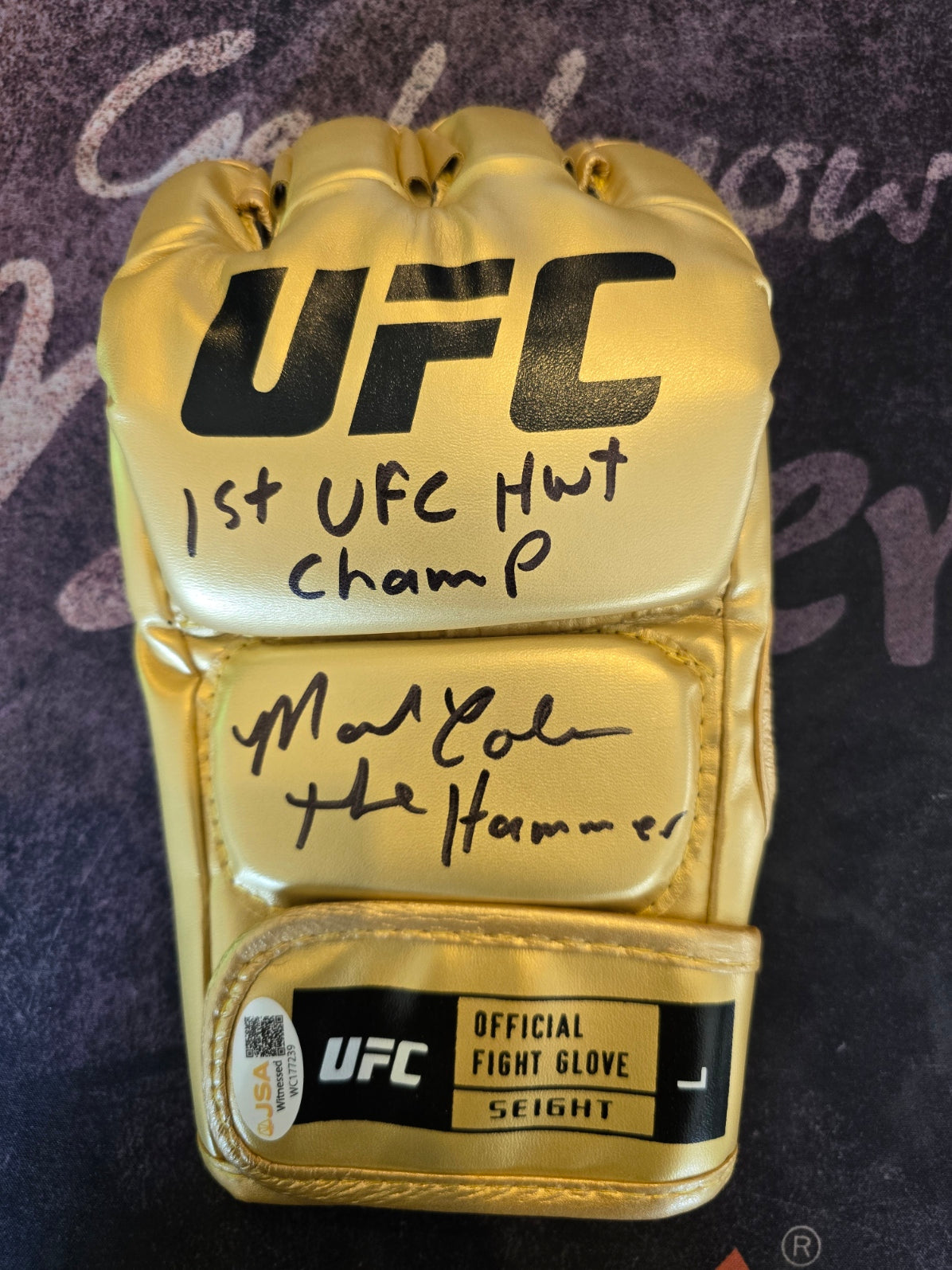 UFC Official - Mark Coleman - Signed GOLD Champ Glove - JSA