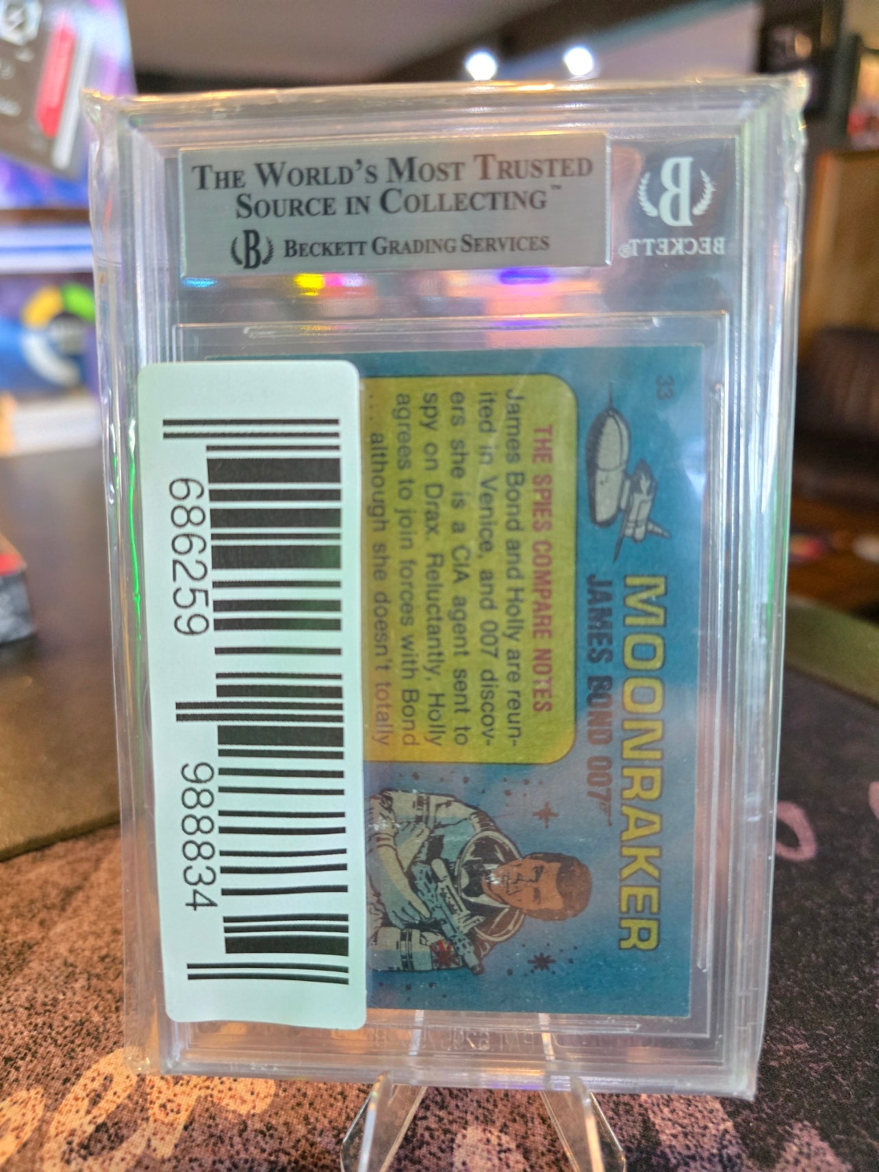 1979 James Bond Moonraker #33 Signed on Card Auto of Rodger Moore Beckett Certified