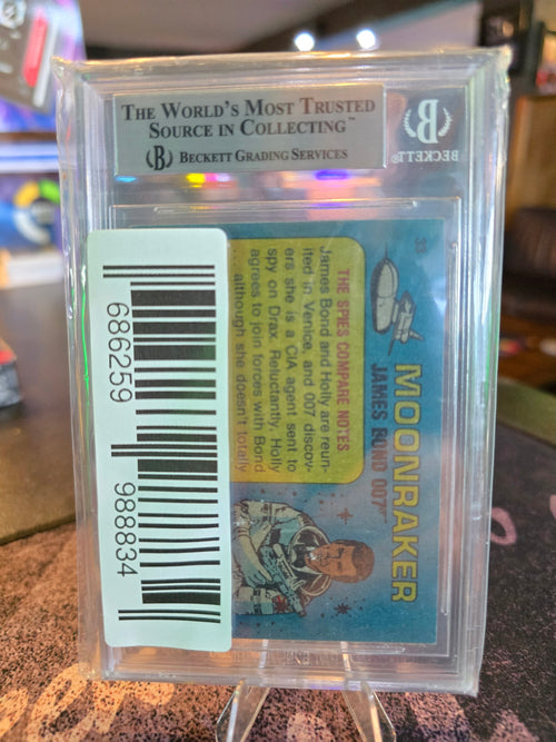1979 James Bond Moonraker #33 Signed on Card Auto of Rodger Moore Beckett Certified