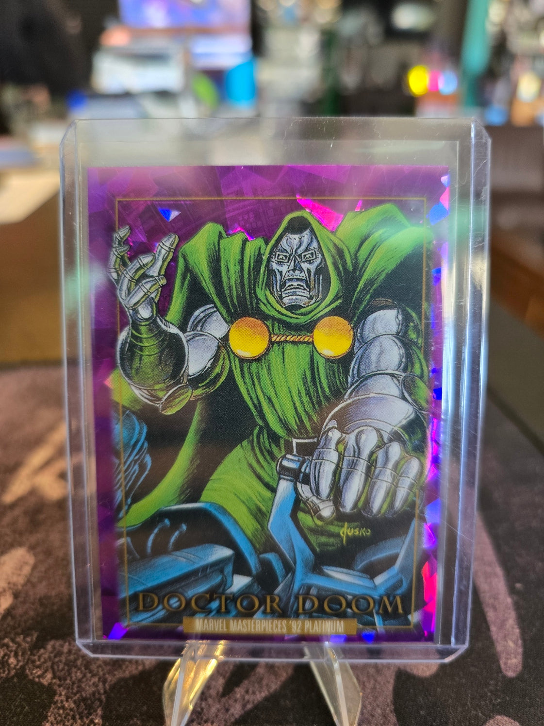 2024 Upper Deck Marvel Masterpieces '92 Platinum - Doctor Doom 92 - Purple Crystals