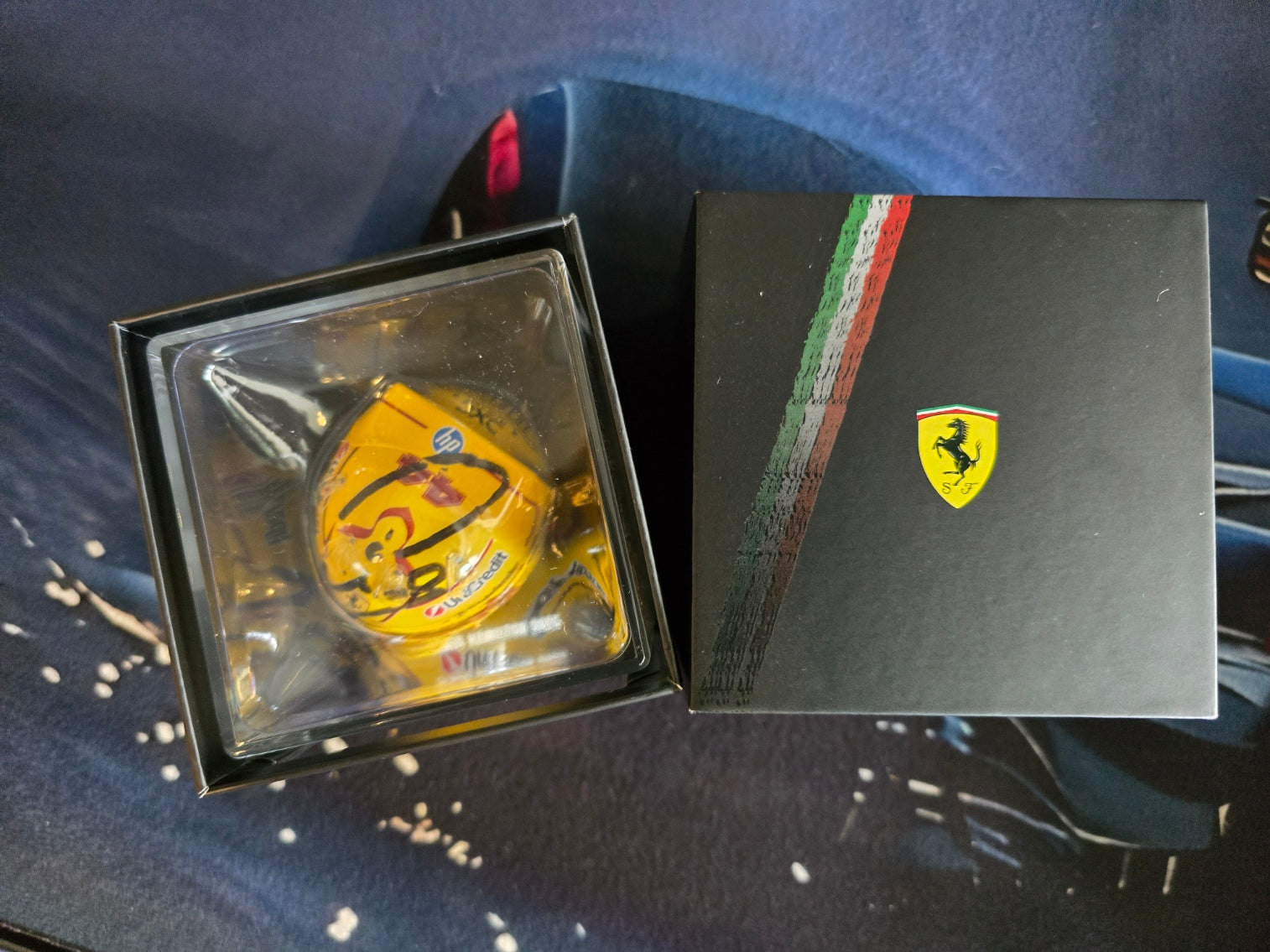 Formula 1 Official - Scuderia Ferrari 1/5 Mini Helmet - Signed By Lewis Hamilton (With Certificate)