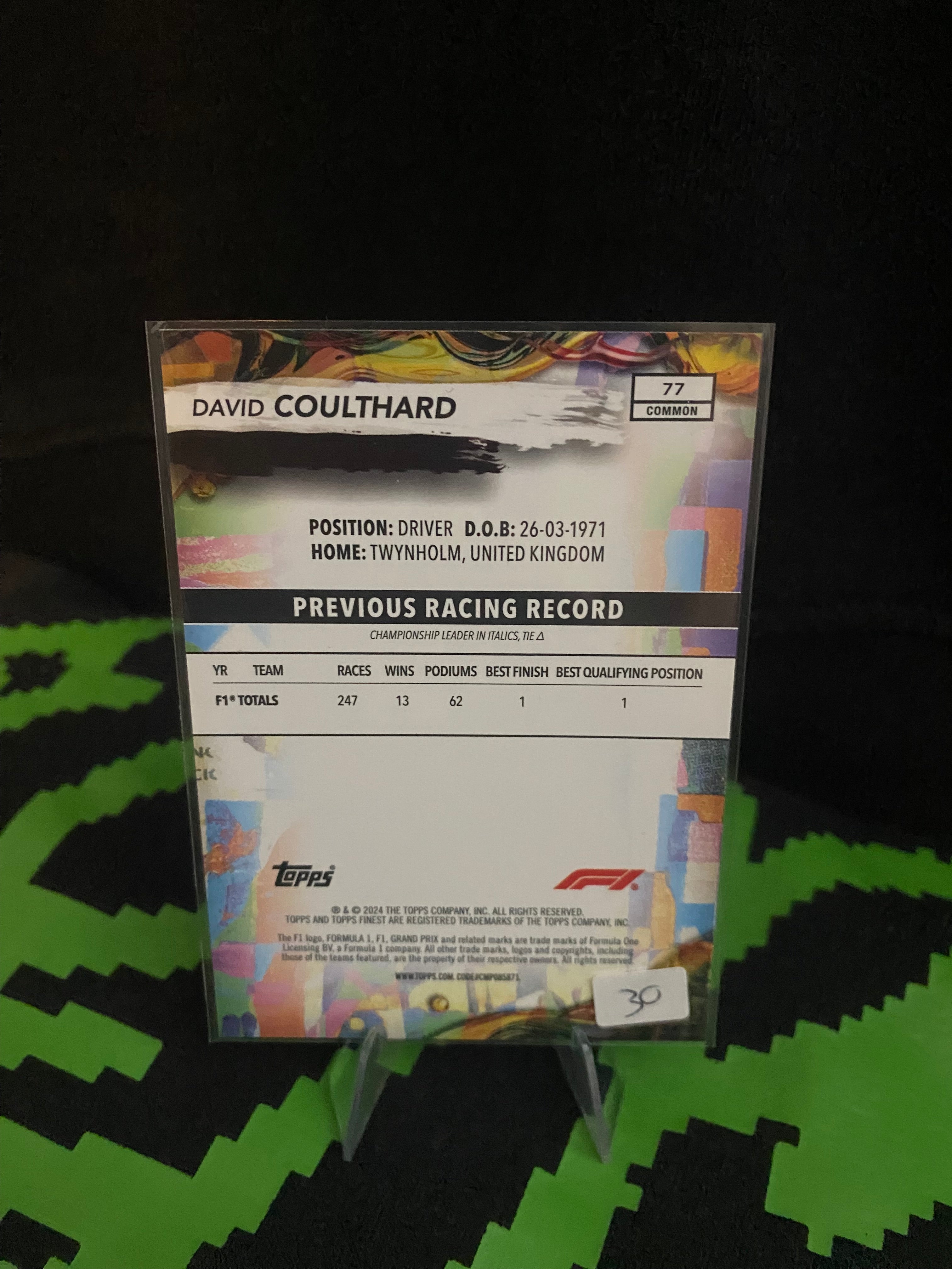 Topps Finest 2024 Formula 1 - David Coulthard - 77 - Common
