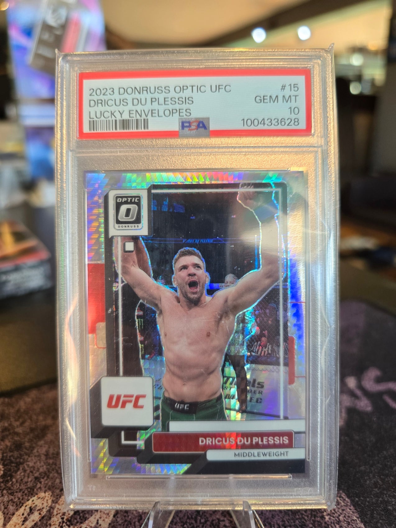Panini Donruss UFC Optic 2023 - Dricus Du Plessis 3/8 - Lucky Envelopes - PSA 10