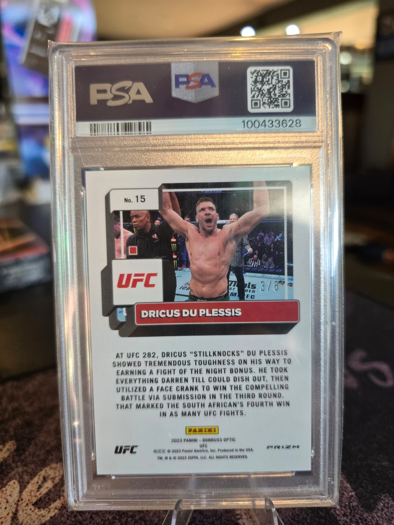 Panini Donruss UFC Optic 2023 - Dricus Du Plessis 3/8 - Lucky Envelopes - PSA 10