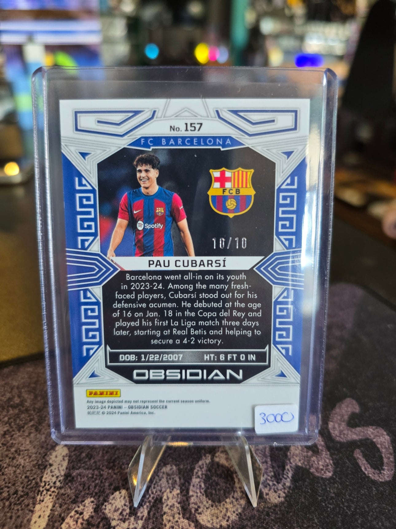 Panini Obsidian Soccer 2023-24 - Pau Cubarsi RC Rookie 157 - Gold 10/10 (Bookend)