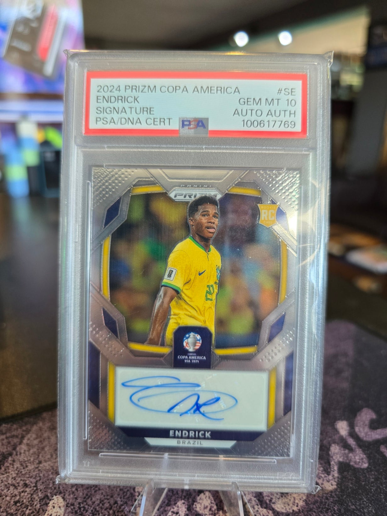 (Listed on Ebay) Panini Prizm Copa America 2024 - Edrick SE RC Rookie Auto - Brazil - PSA/DNA Cert Gem 10