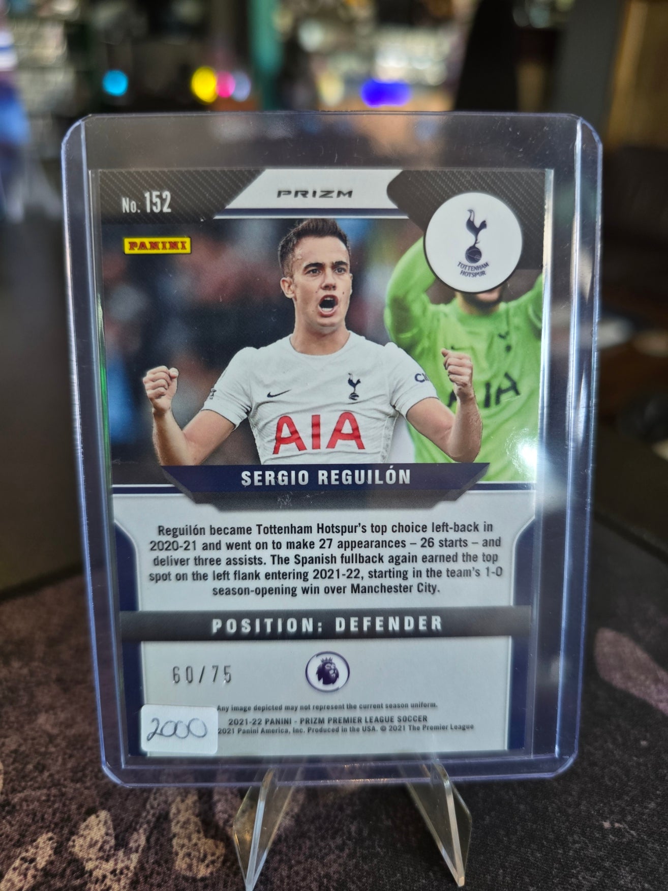 Panini Prizm PL Soccer 2021-23 - Sergio Reguilon 152 - Tottenham Hotspurs - 60/75