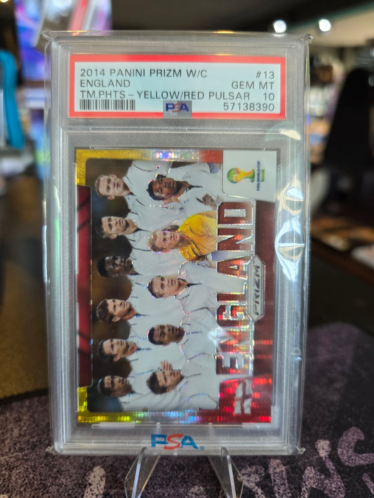 Panini Prizm W/C 2014 - England Prizm - Yellow/Red Pulsar - PSA Gem Mint 10