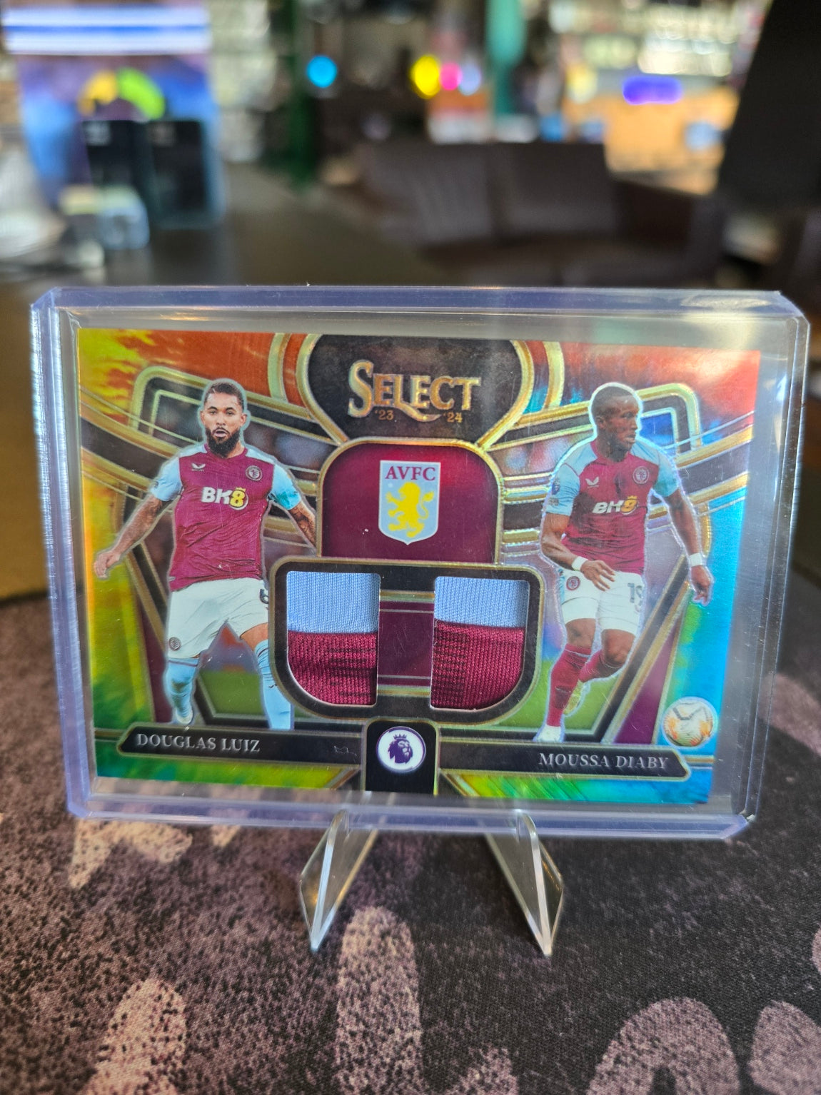 Panini Select Premier League Soccer 2023-24 - Douglas Luiz Moussa Diaby DS-DM - Aston Villa FC - Tie-Dye 18/25 Dual Swatch