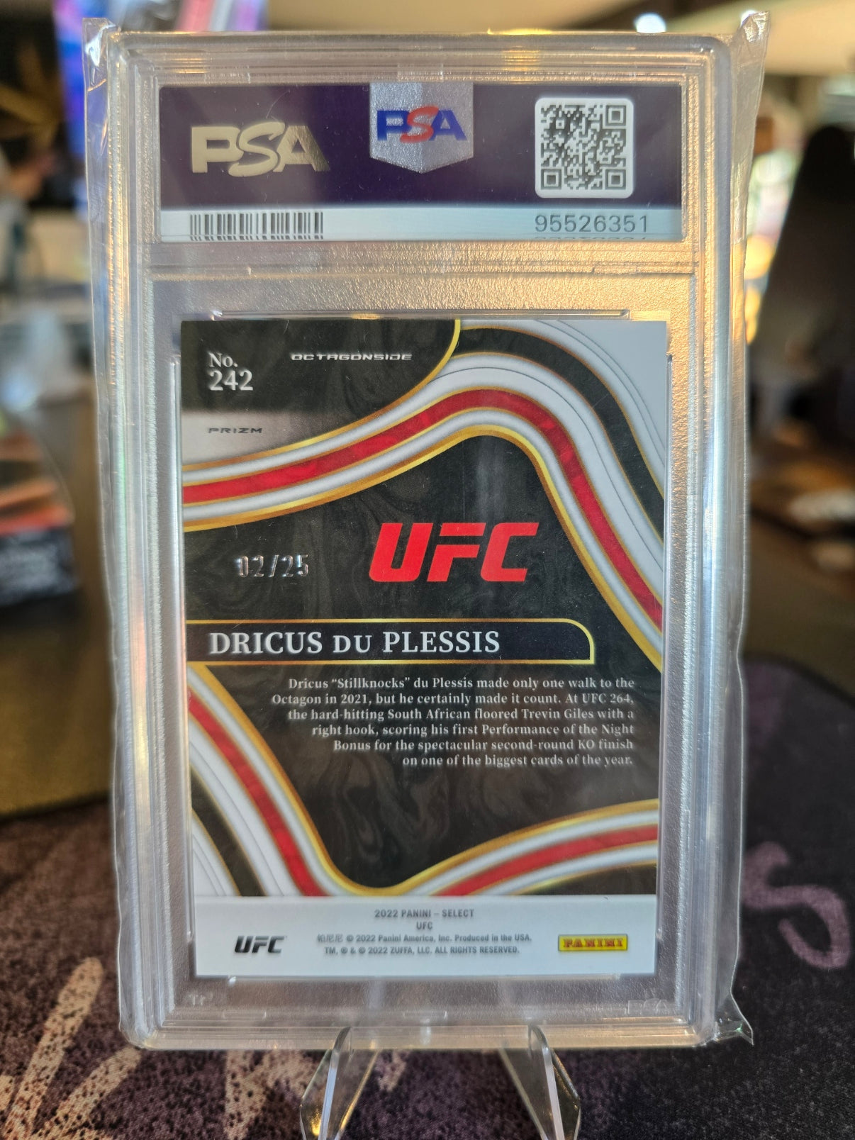 Panini Select UFC 2022 - Dricus Du Plessis RC Rookie 02/25 - Tie Dye - PSA 6