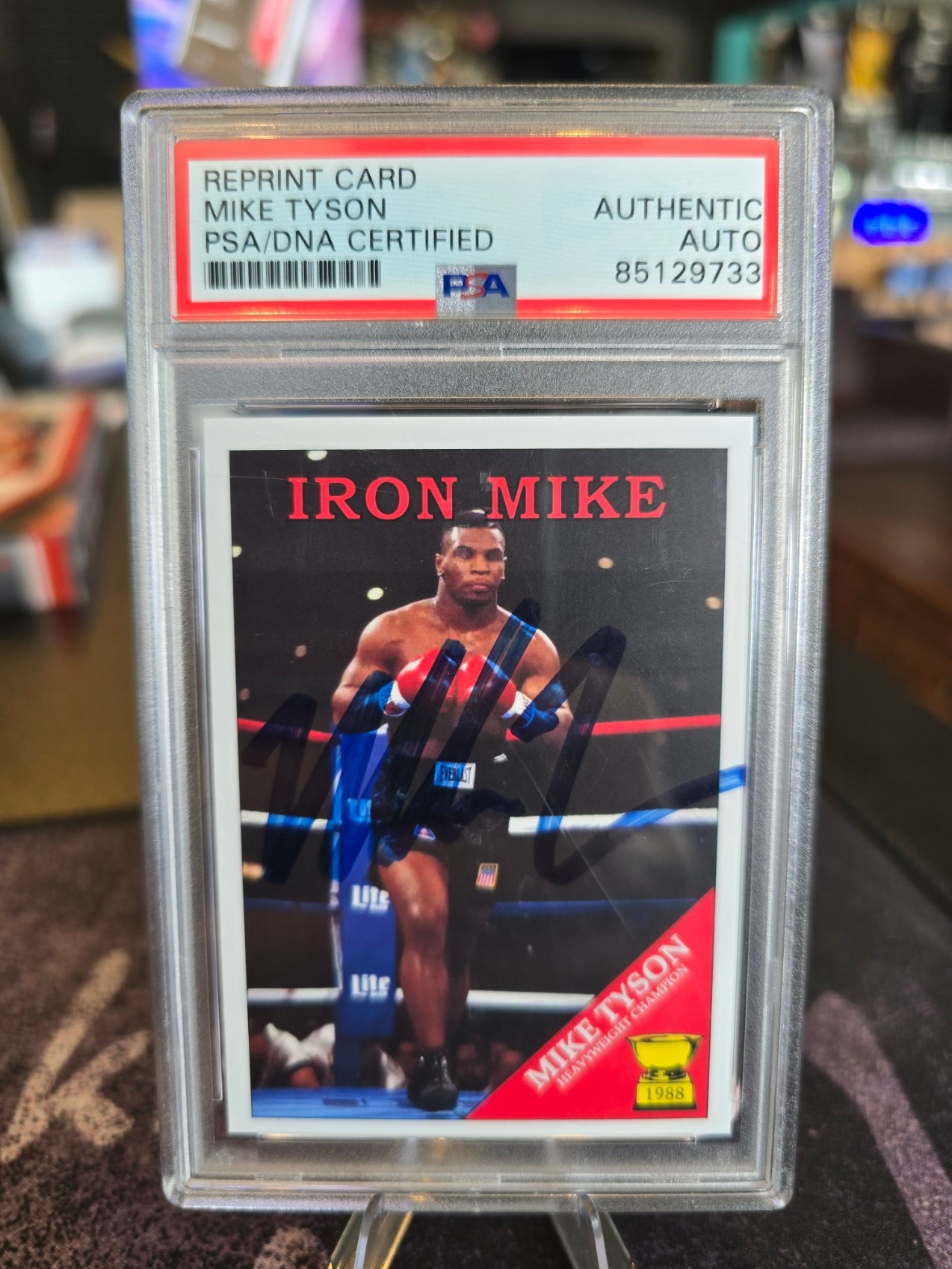 Reprinted Mike Tyson Rookie Card - Signed on Card Auto by Mike Tyson - PSA DNA Certified