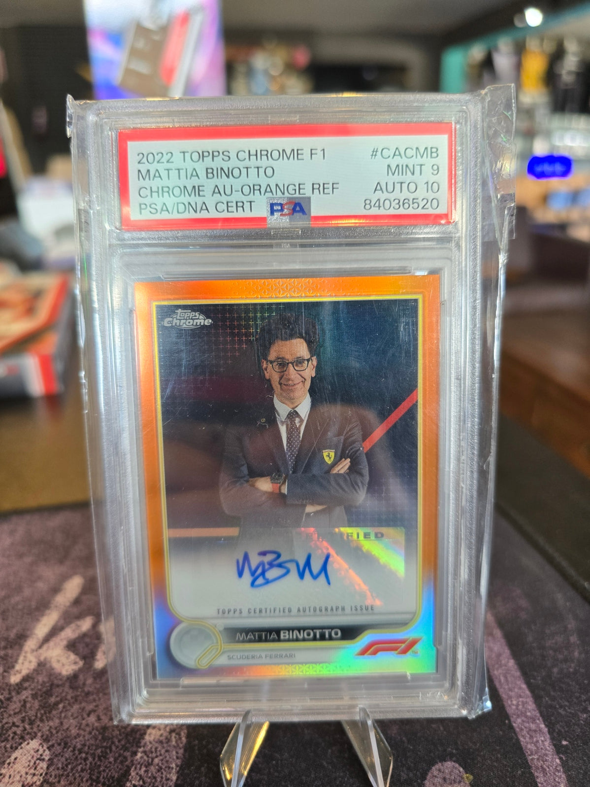 Topps Chrome Formula 1 2022 - Mattia Binotto CAC-MB - Orange Auto 19/25 PSA Mint 9 Gem Mint 10 Auto
