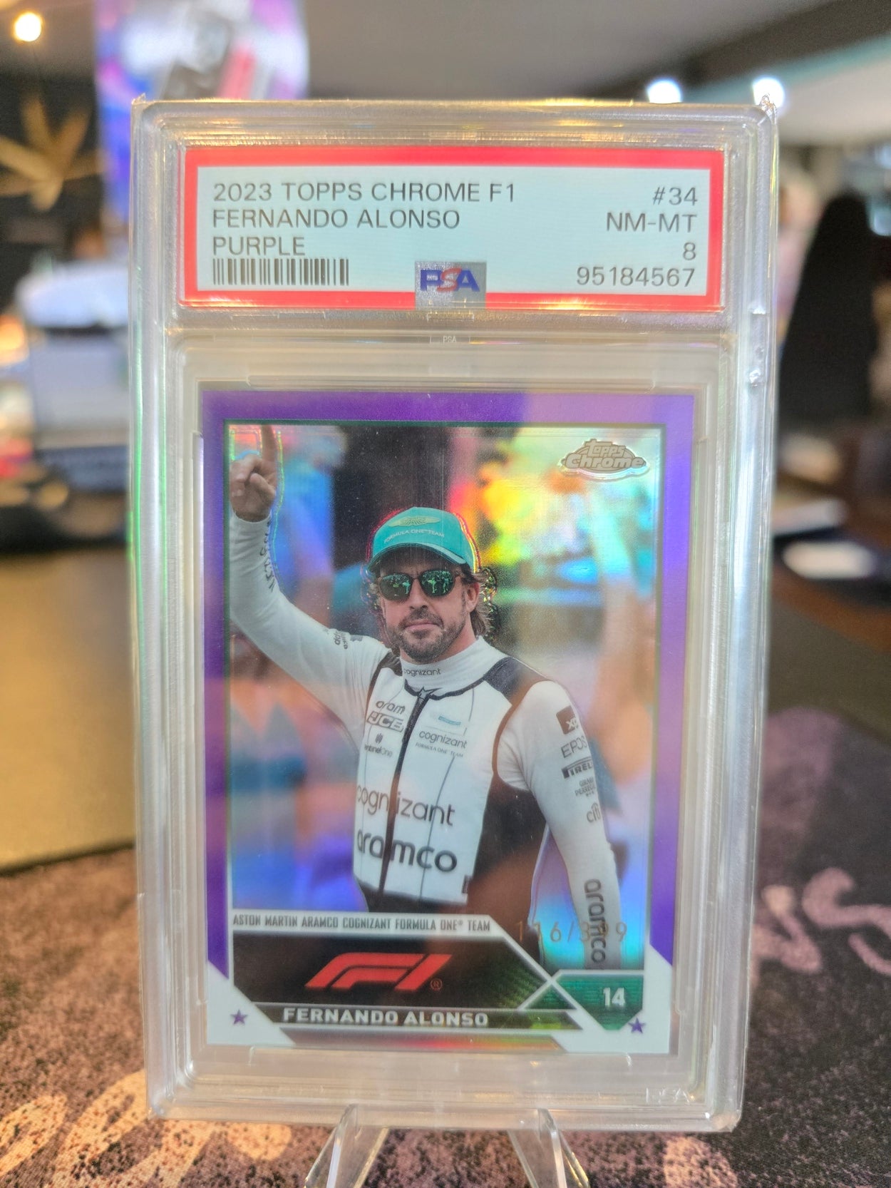 Topps Chrome Formula 1 2023 - Fernando Alonso - Aston Martin - Purple - PSA 8 - 116/399