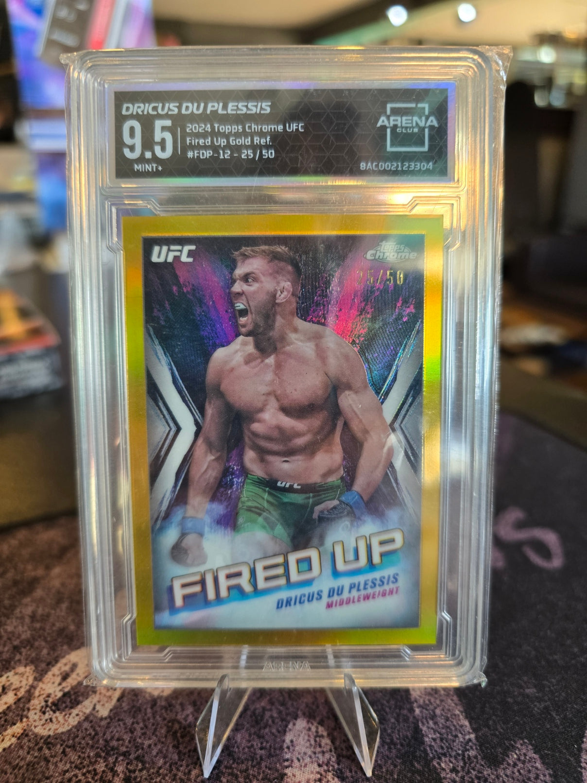 Topps Chrome UFC 2024 - Dricus Du Plessis FDP-12 - Fired Up 25/50 - Arena Graded 9.5