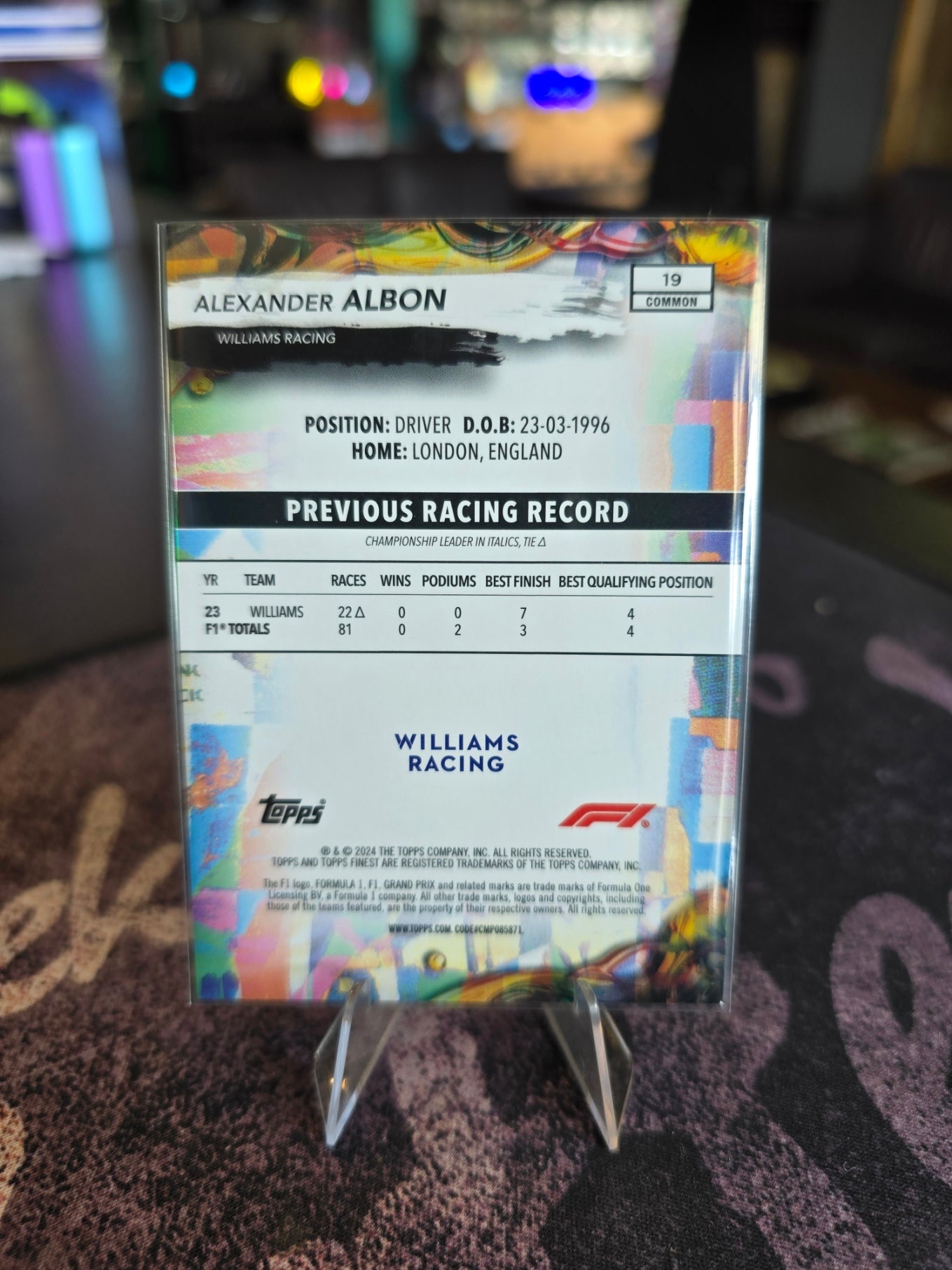 Topps Finest 2024 Formula 1 - Alexander Albon - Common (19)