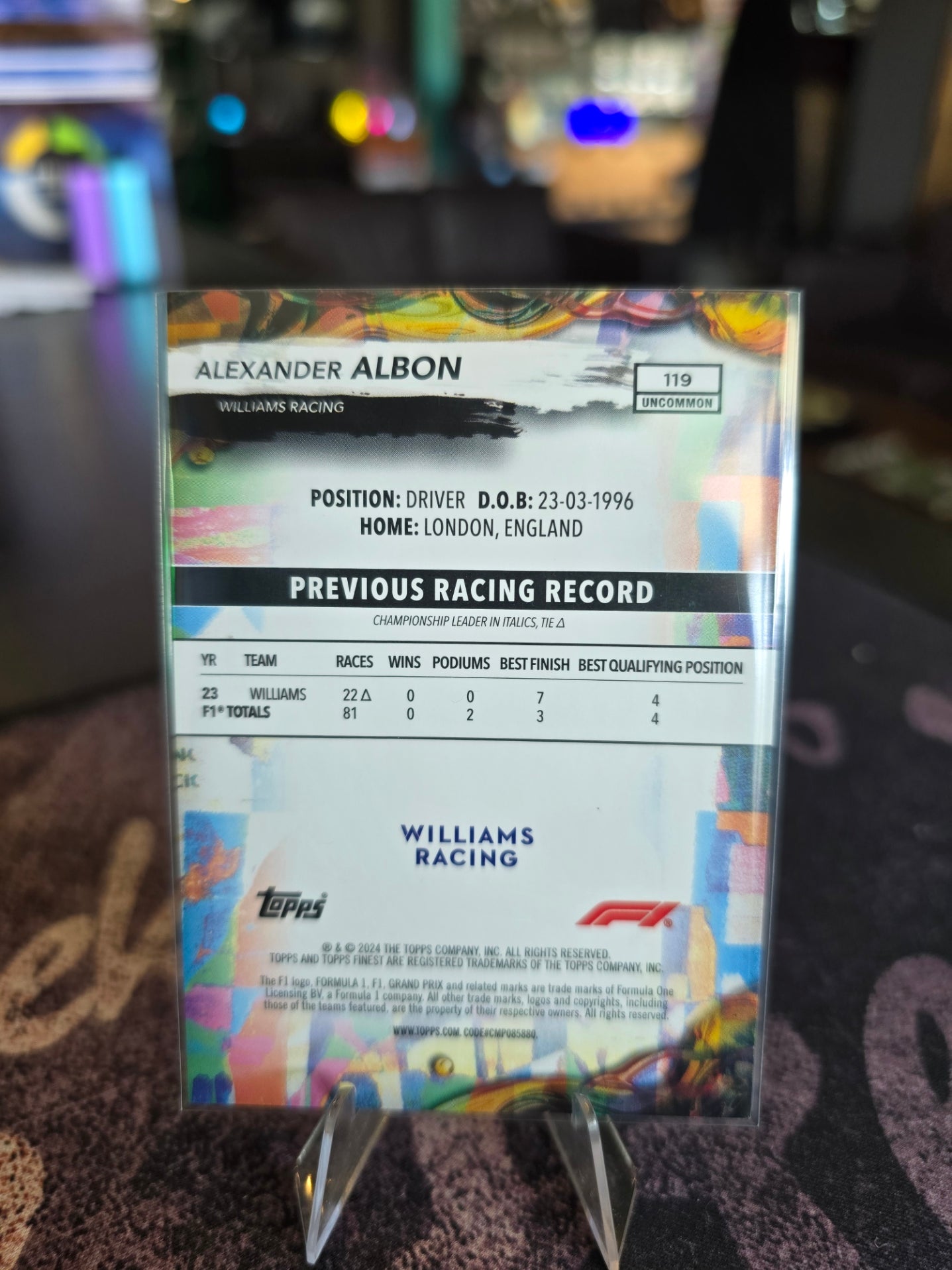 Topps Finest 2024 Formula 1 - Alexander Albon - Uncommon (119)