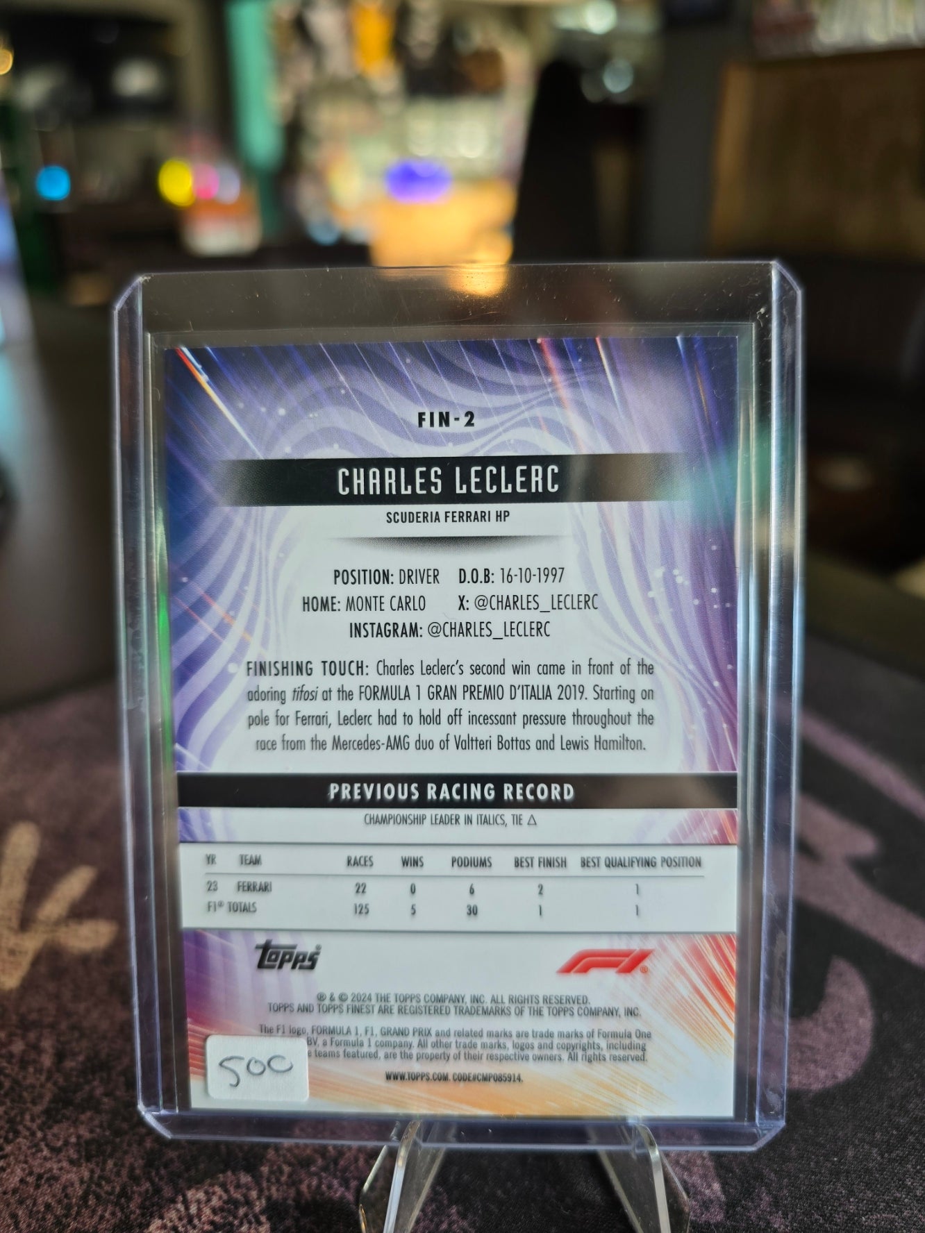 Topps Finest 2024 Formula 1 - Charles Leclerc - Finishers Checkerboard Insert