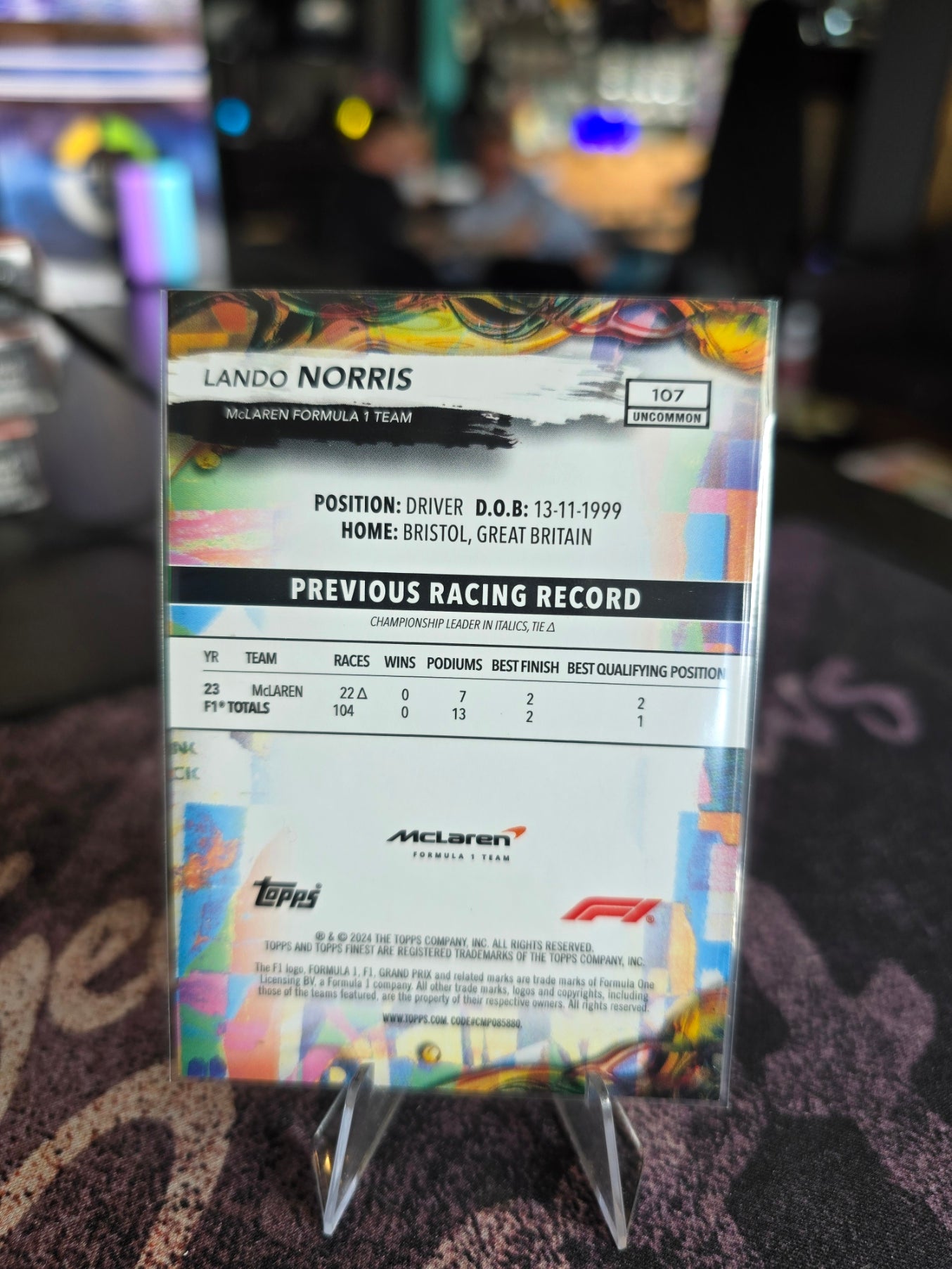 Topps Finest 2024 Formula 1 - Lando Norris - Common Refractor