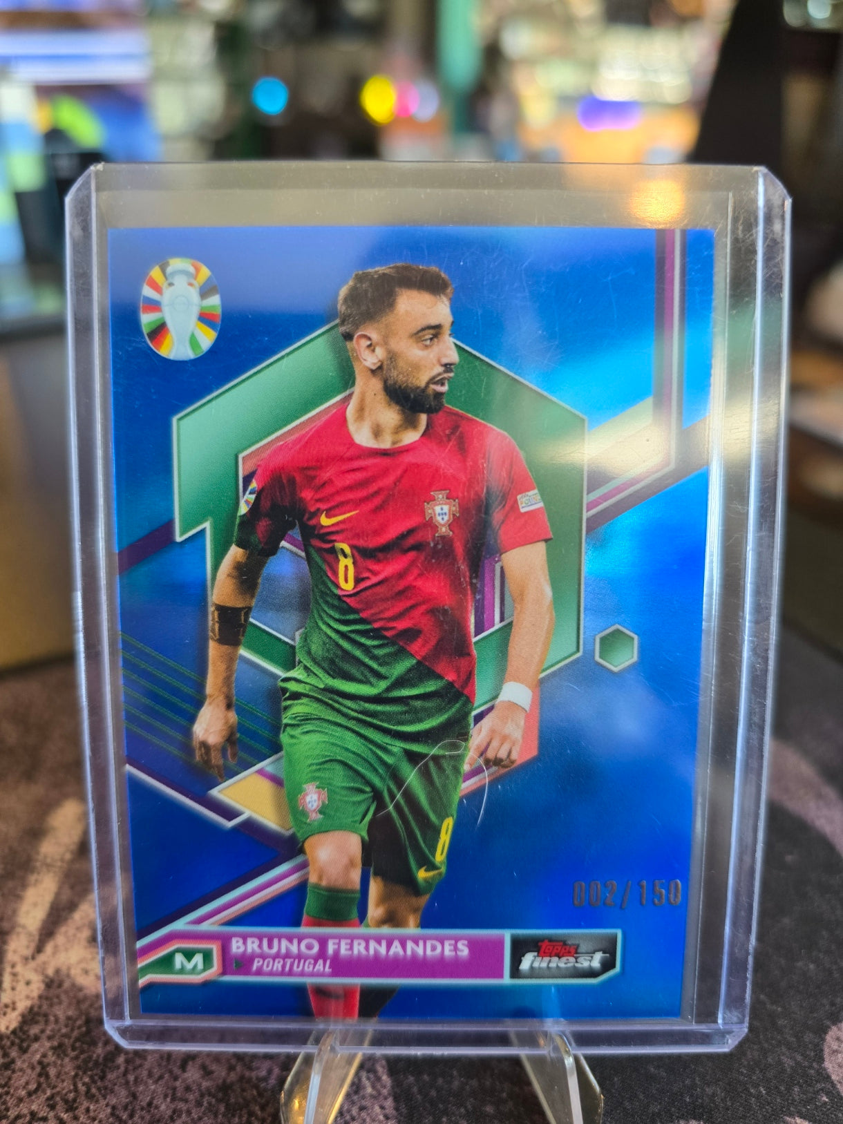 Topps Finest Road To UEFA EURO 2024 - Bruno Fernandes - Portugal - 002/150 Blue