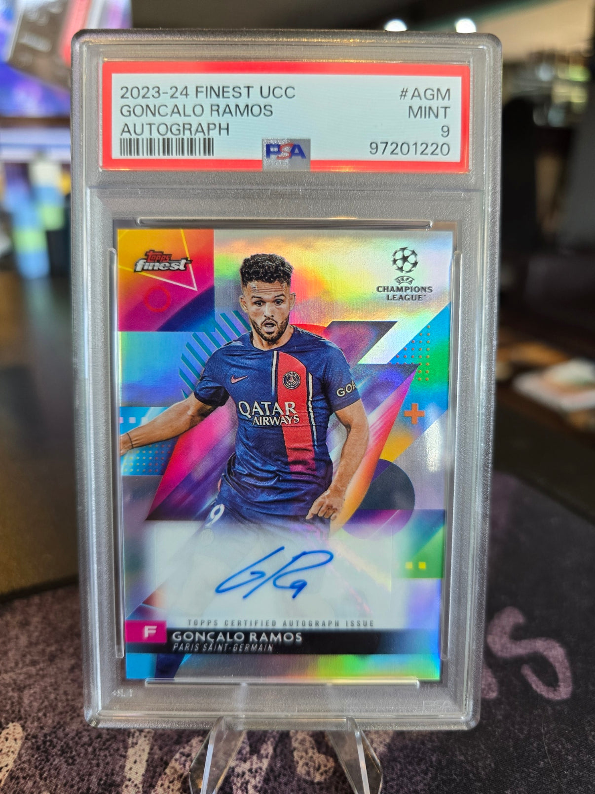 Topps Finest UCC 2023-24 - Goncalo Ramos - PSG - Auto PSA 9