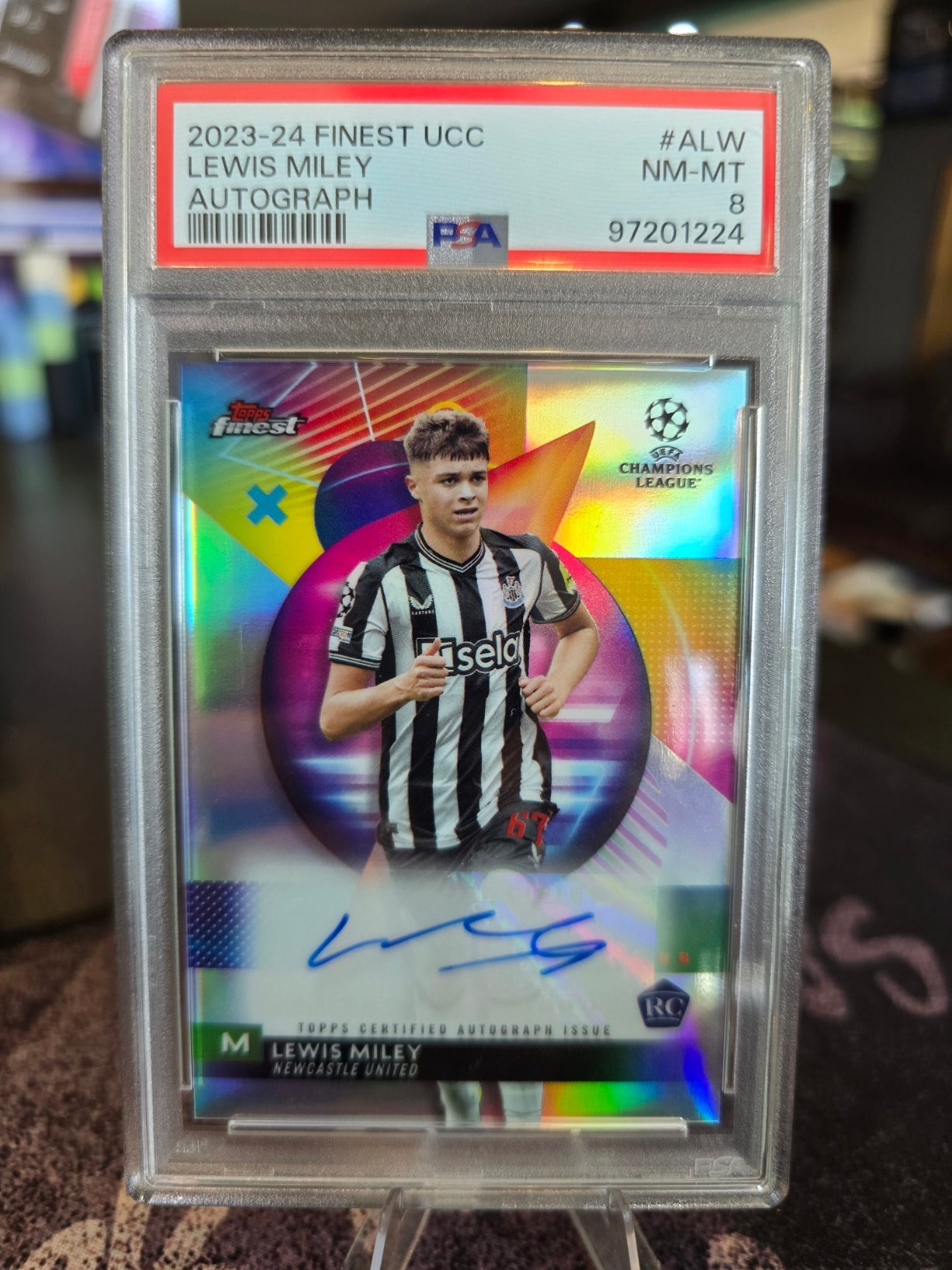 Topps Finest UCC 2023-24 - Lewis Miley RC Rookie - Newcastle United - Auto PSA 8