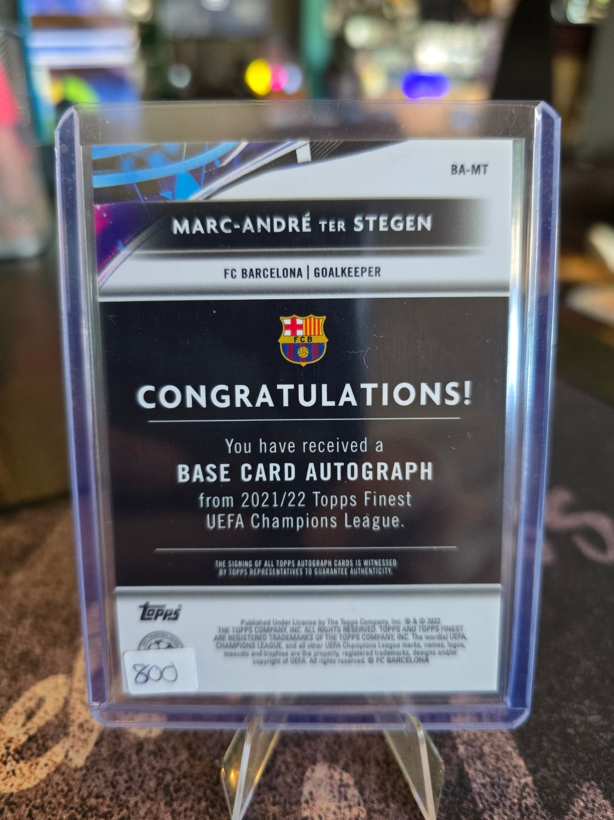 Topps Finest UCL 2021-22 - Marc-Andre Ter Stegen BA-MT - FC Barcelona - Base Auto