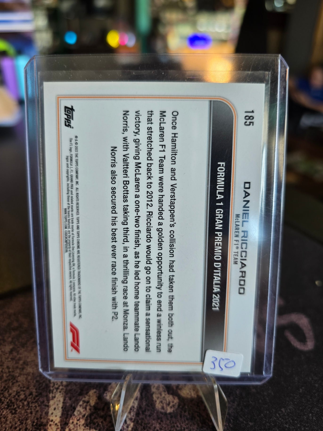 Topps Formula 1 2022 - Daniel Ricciardo (McLaren F1) - Driver of the day Italy 2021 - Gold Refractor