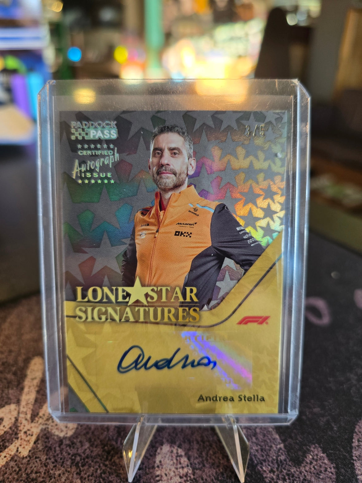 Topps Formula 1 Paddock Pass 2024 - Andrea Stella Auto (McLaren F1) Lone Star Signatures 3/5