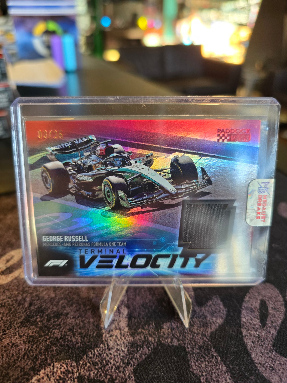 Topps Formula 1 Paddock Pass 2024 - George Russel (Mercedes F1) Terminal Velocity Relic 03/25