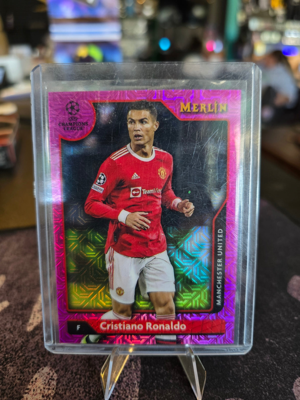 Topps Merlin Chrome 2022-23 Soccer - Christiano Ronaldo 7 - Manchester United - 043/275 Pink Mojo Refractor