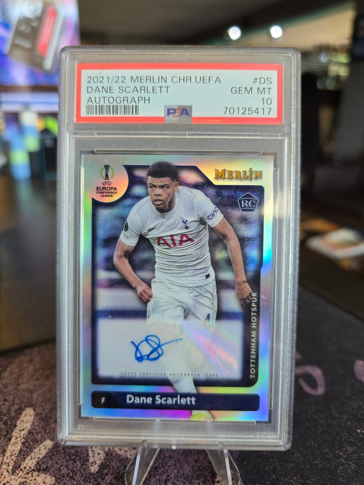 Topps Merlin EECL 2021-22 - Dane Scarlett RC Rookie - Tottenham Hotspurs - Auto Gem Mint PSA 10