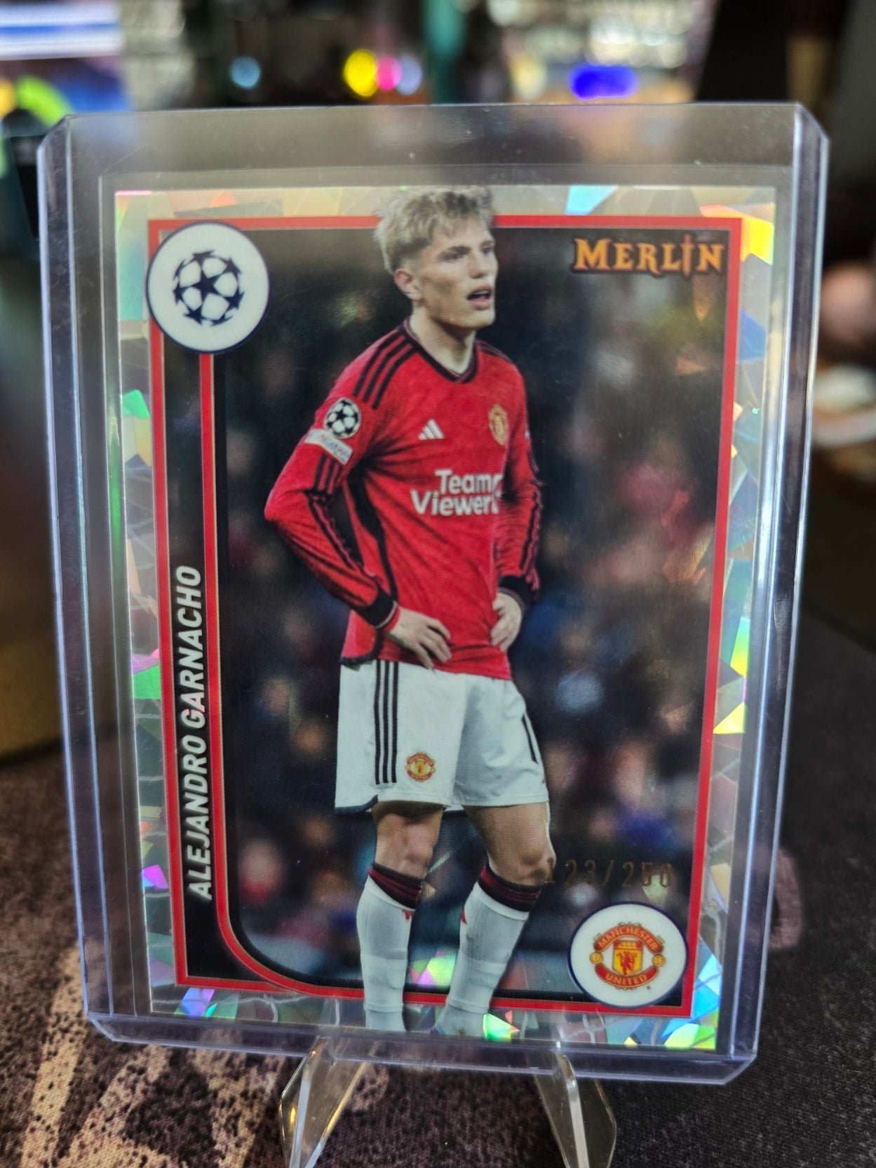 Topps Merlin UCL 2023-24 - Alejandro Garnacho 82 - Manchester United - Cracked Ice 123/250