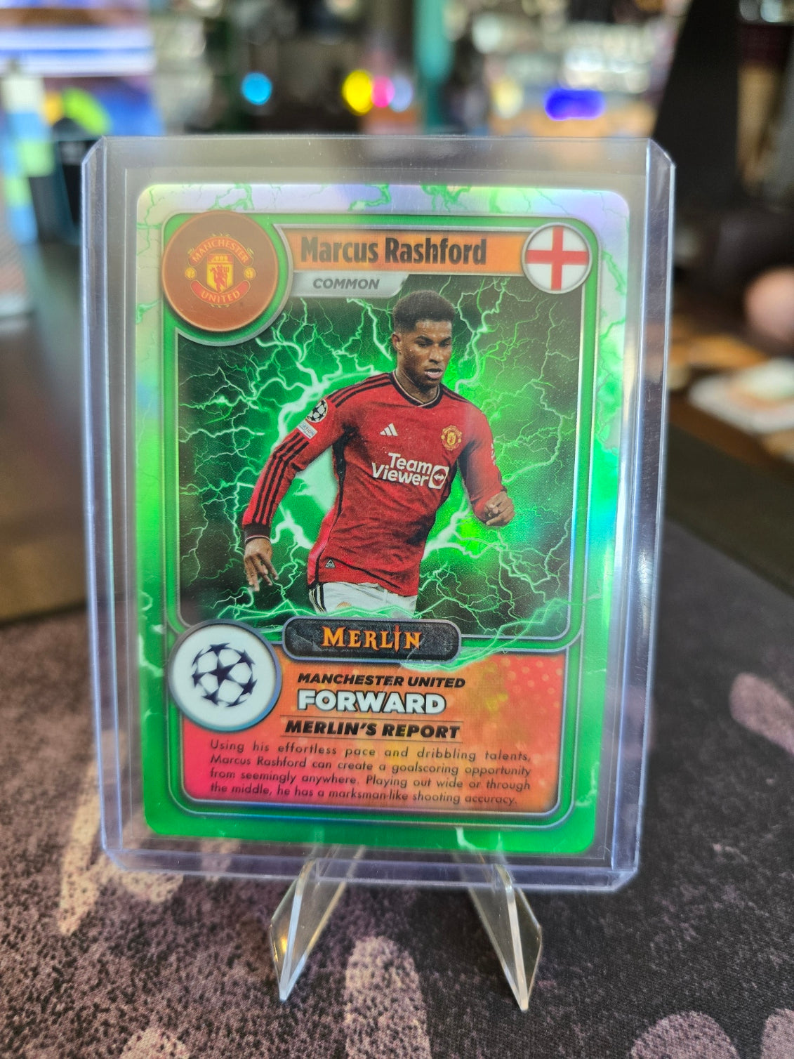 Topps Merlin UCL 2023-24 - Marcus Rashford MG-44 - Manchester United - Gamers Green Lightning