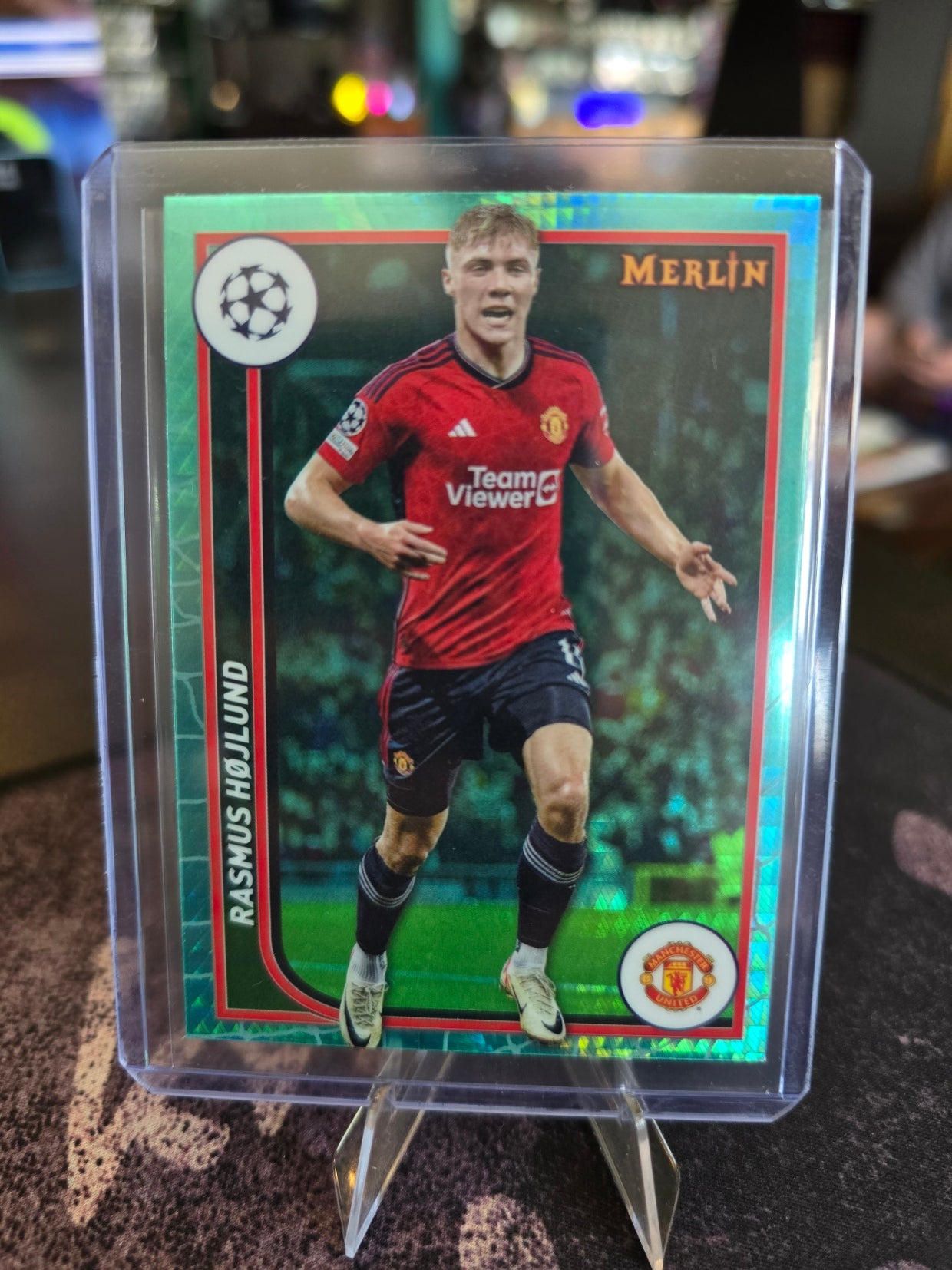 Topps Merlin UCL 2023-24 - Rasmus Hojlund 81 - Manchester United - Aqua