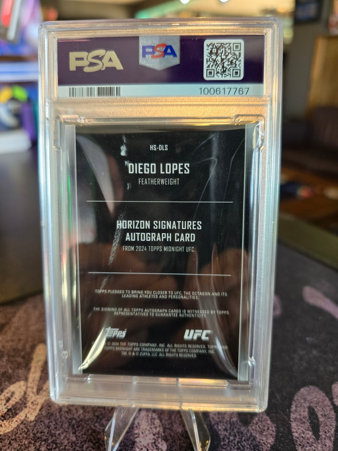 Topps Midnight UFC 2024 - Diego Lopes RC Rookie - Moonbeam Auto (/49) PSA 9