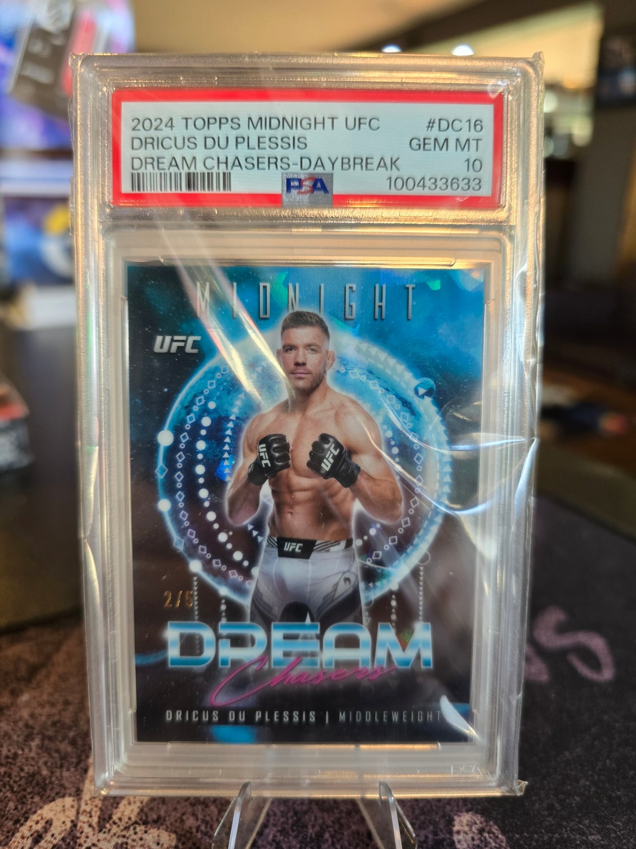 Topps Midnight UFC 2024 - Dricus Du Plessis - 2/5 Dream Chasers (Case Hit) PSA 10 Gem