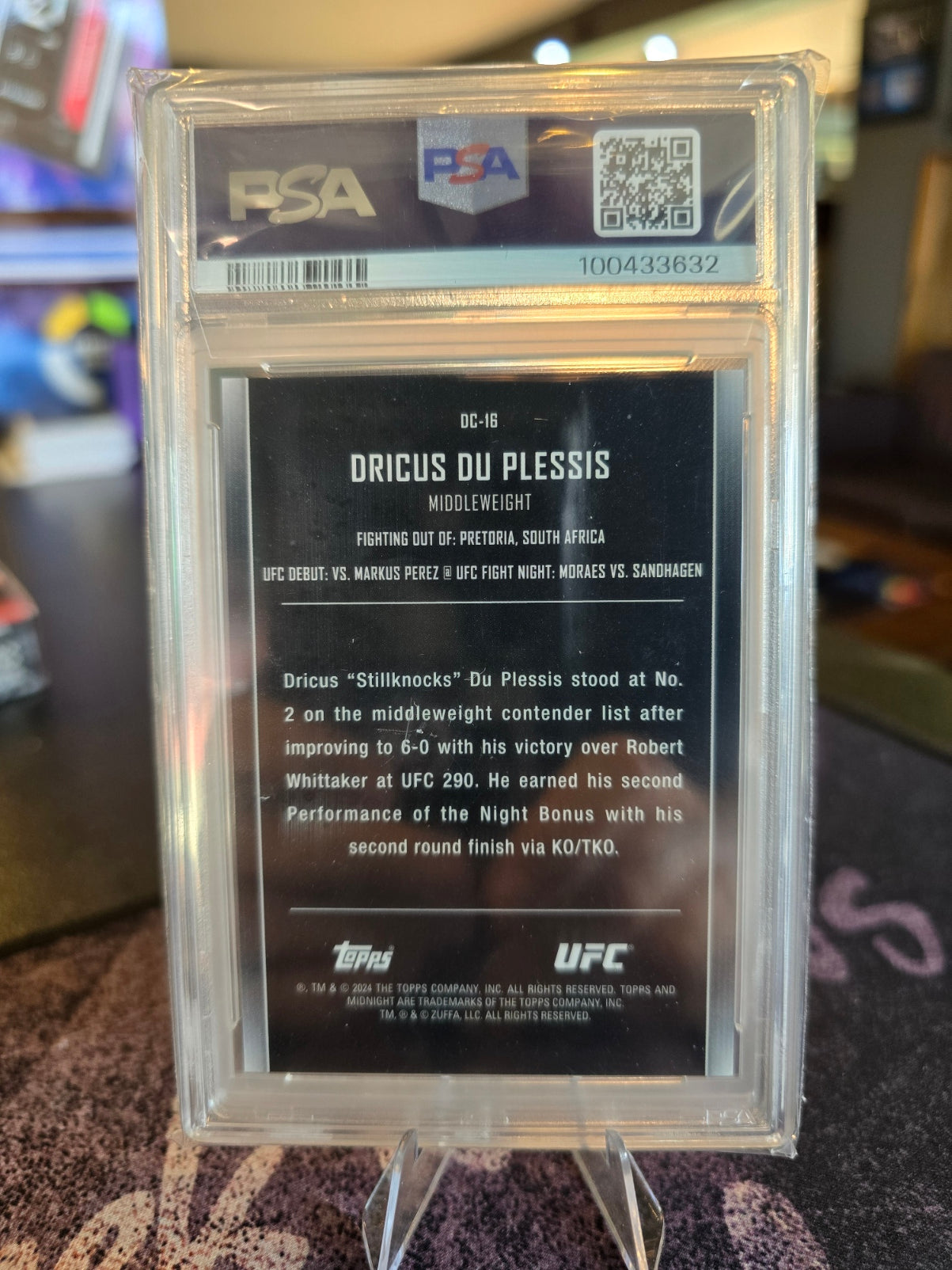 Topps Midnight UFC 2024 - Dricus Du Plessis - Dream Chasers (Case Hit) PSA 9