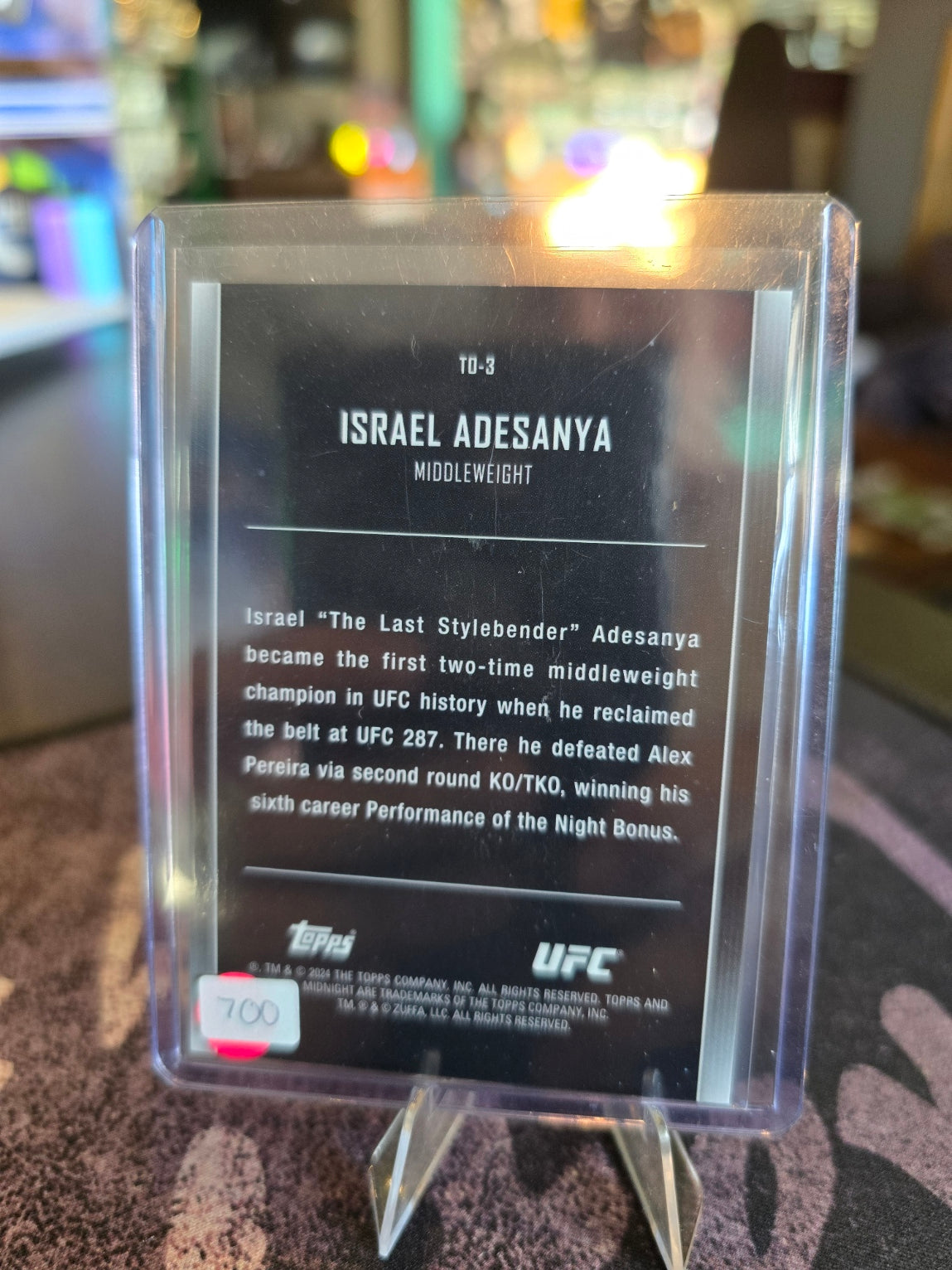 Topps Midnight UFC 2024 - Israel Adesanya - The One and Only Insert