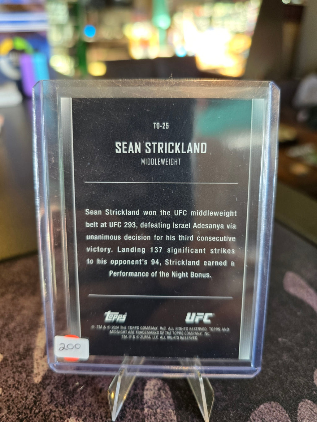 Topps Midnight UFC 2024 - Sean Strickland - The One and Only 56/99