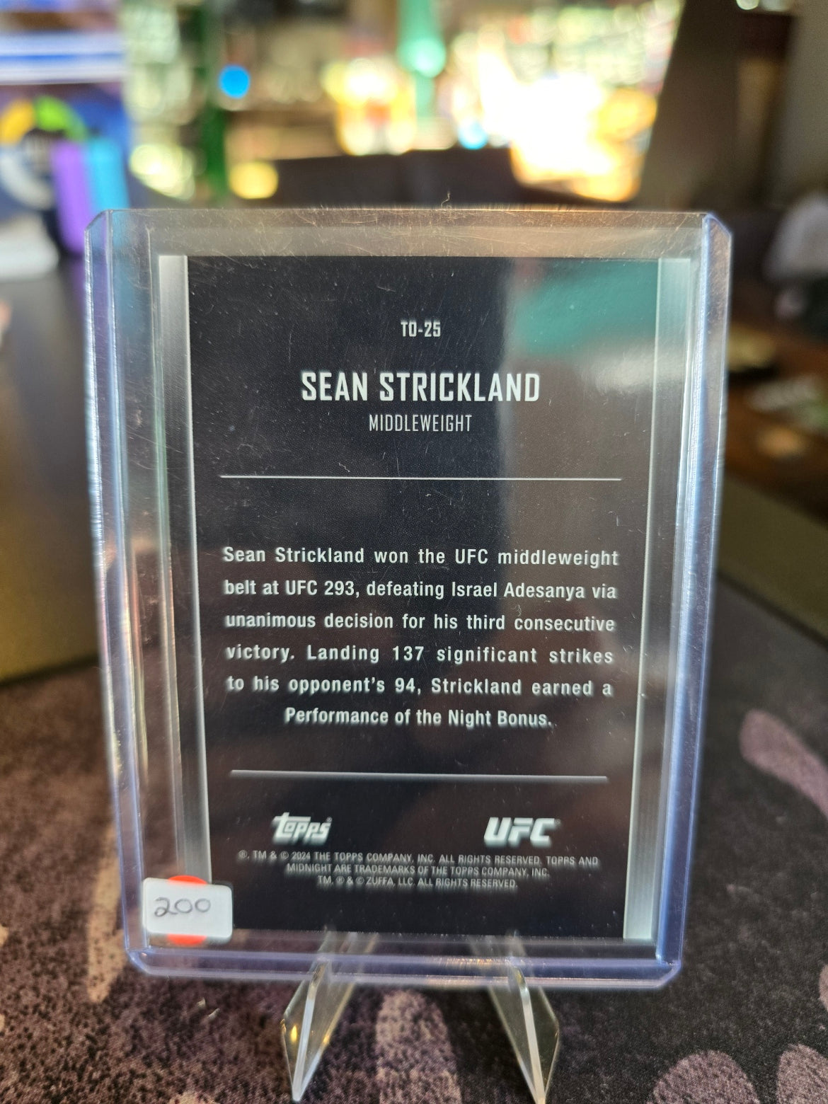 Topps Midnight UFC 2024 - Sean Strickland - The One and Only 56/99