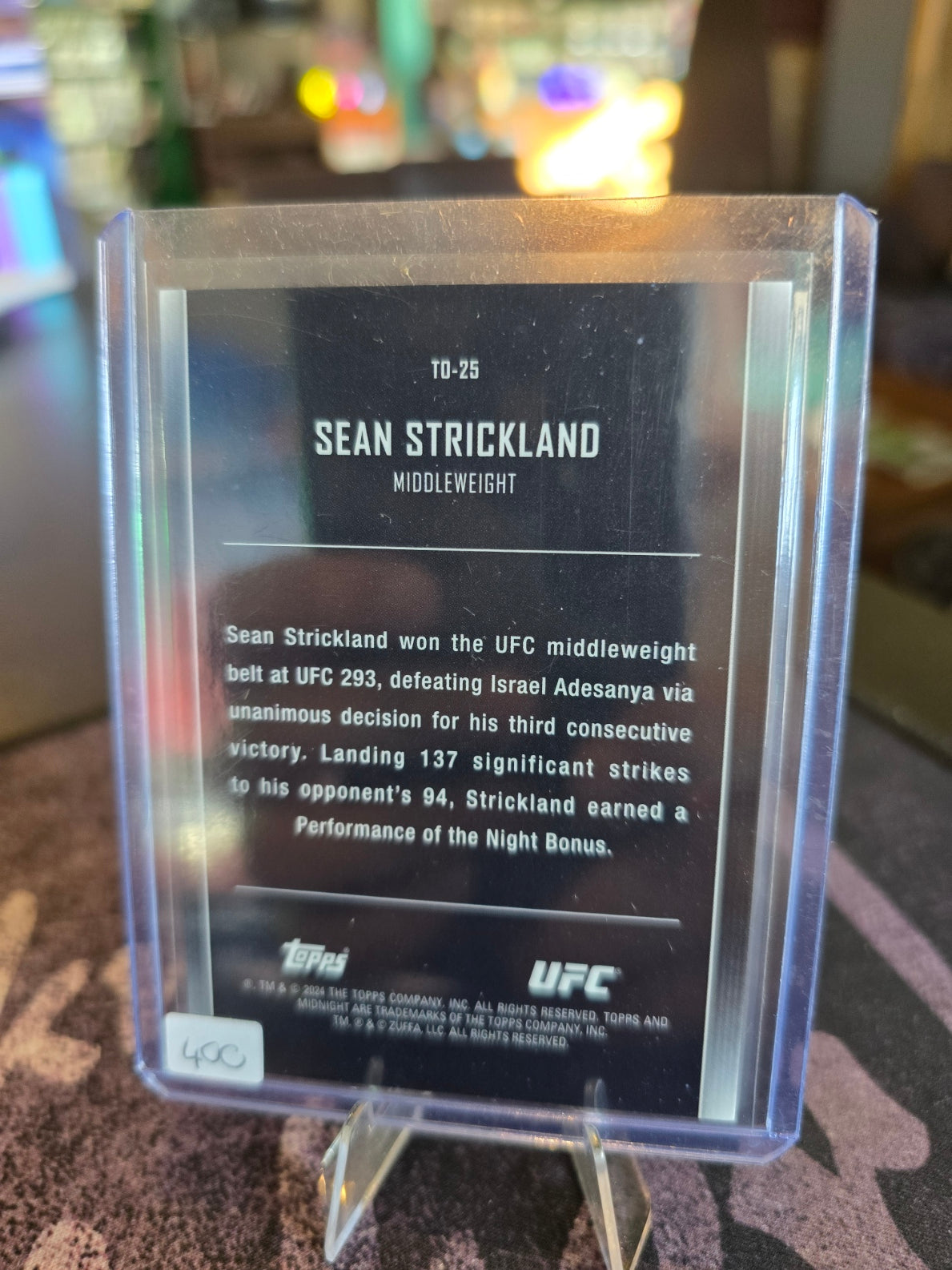 Topps Midnight UFC 2024 - Sean Strickland - The One and Only Insert