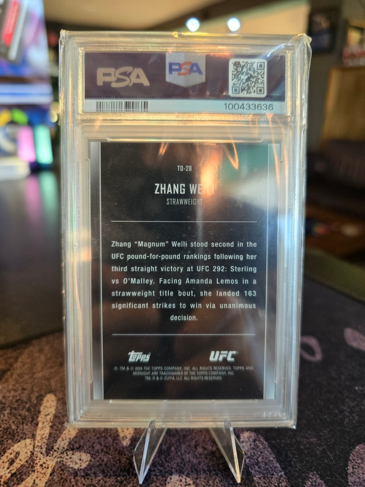 (Listed on Ebay) Topps Midnight UFC 2024 - Zhang Weili - 1/1 The One and Only PSA 6