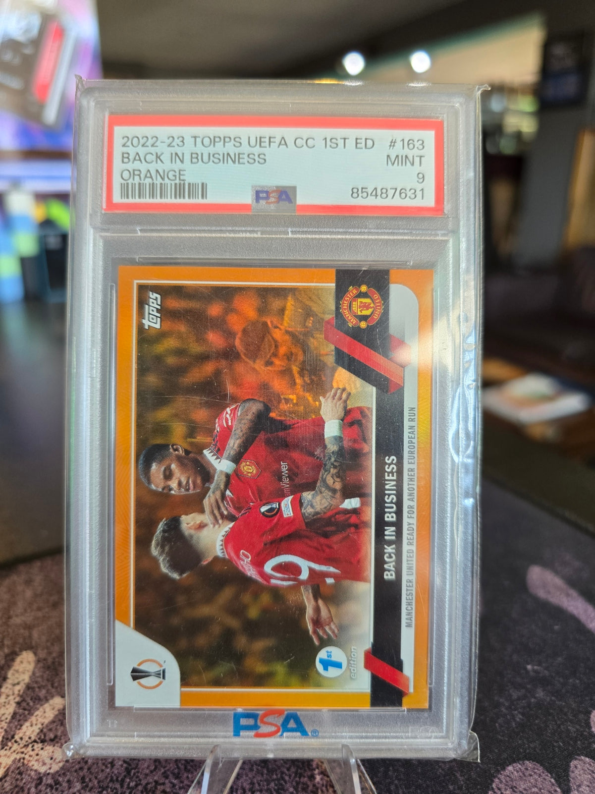 Topps UEFA CC 1st Ed - Back in Business Orange - Manchester United (Rashford & Garnacho) 25/25 Bookend PSA 9 (Pop 1)
