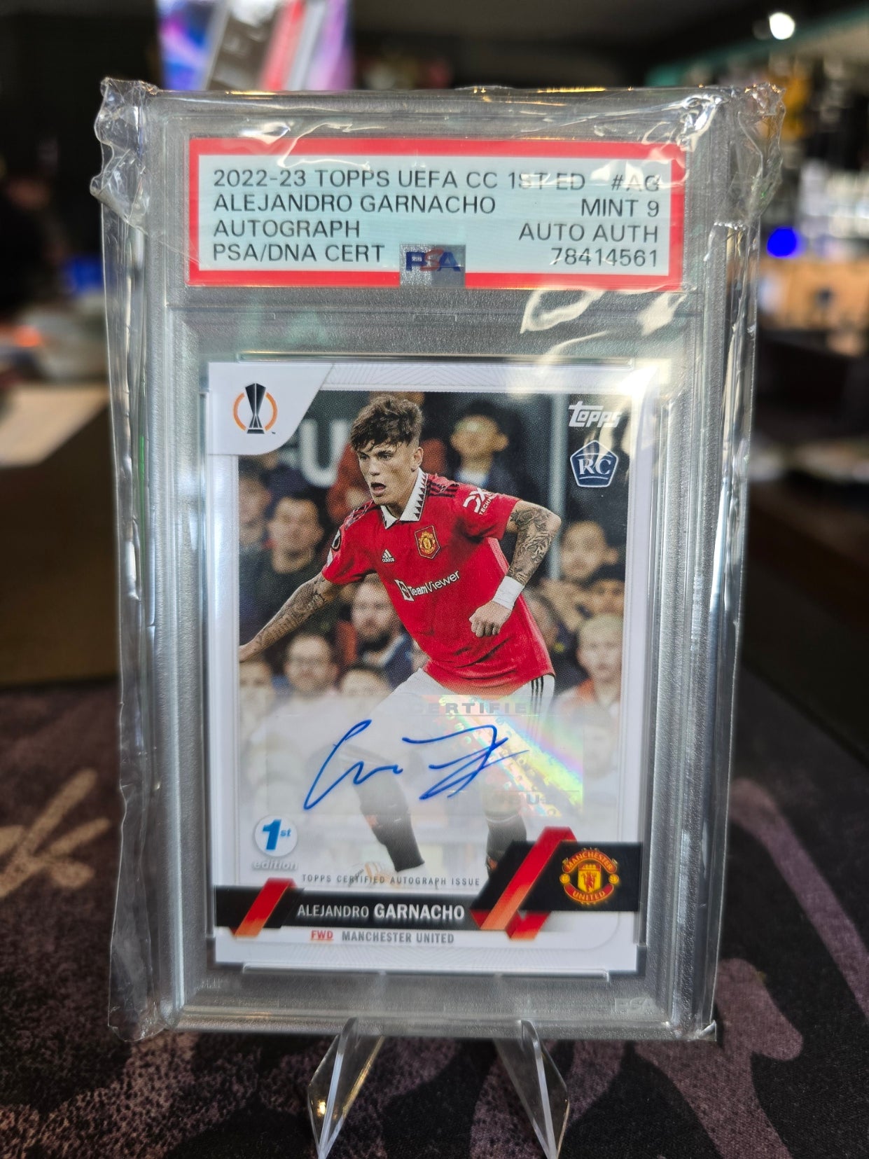 Topps UEFA CC 1st Ed 2022-23 - Alejandro Garnacho RC Rookie A1-AG - Manchester United - 25/75 PSA DNA 9