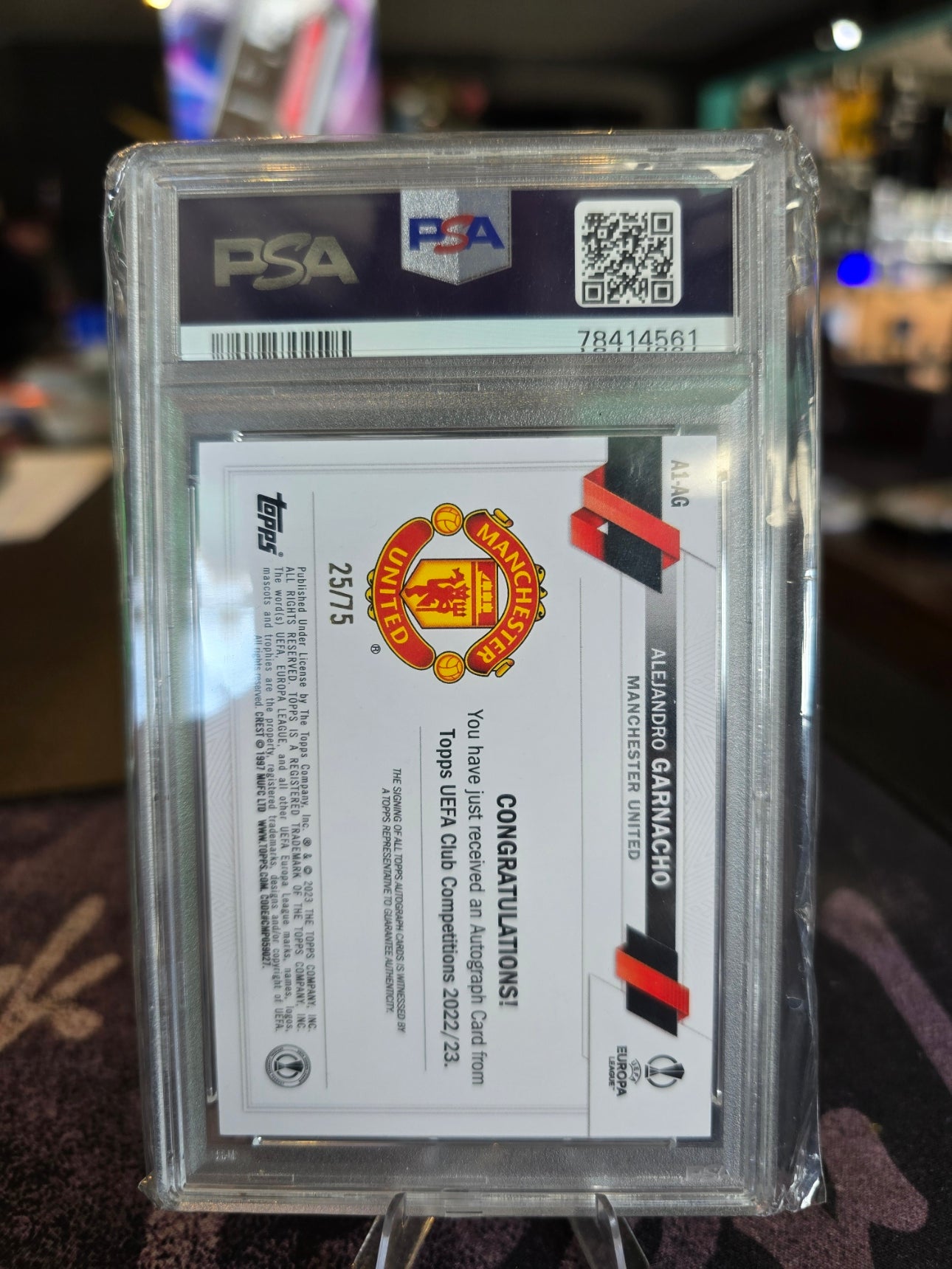 Topps UEFA CC 1st Ed 2022-23 - Alejandro Garnacho RC Rookie A1-AG - Manchester United - 25/75 PSA DNA 9
