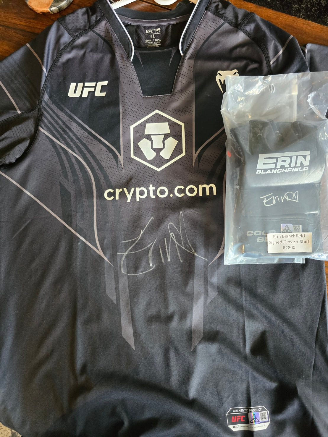 UFC Official - Erin Blanchfield Signed Shirt & Glove Combo - Certified